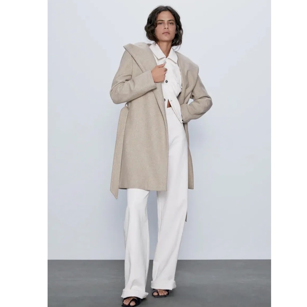 Zara hooded belted coat
